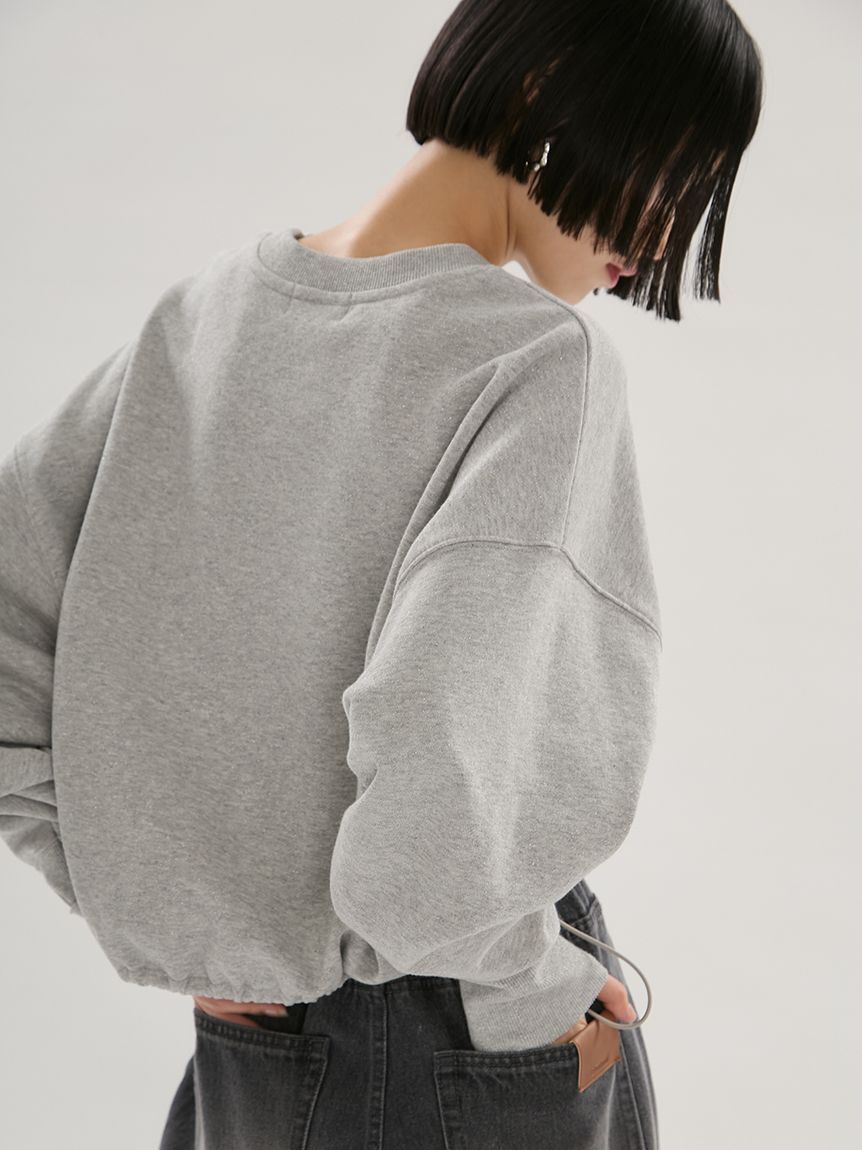 emmi atelier「ラメ裏毛クロップドプルオーバー」|Tシャツ・カットソー|