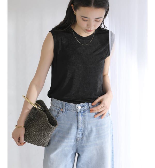  「【洗える】シャイニーノースリーブトップス」|Tシャツ・カットソー|