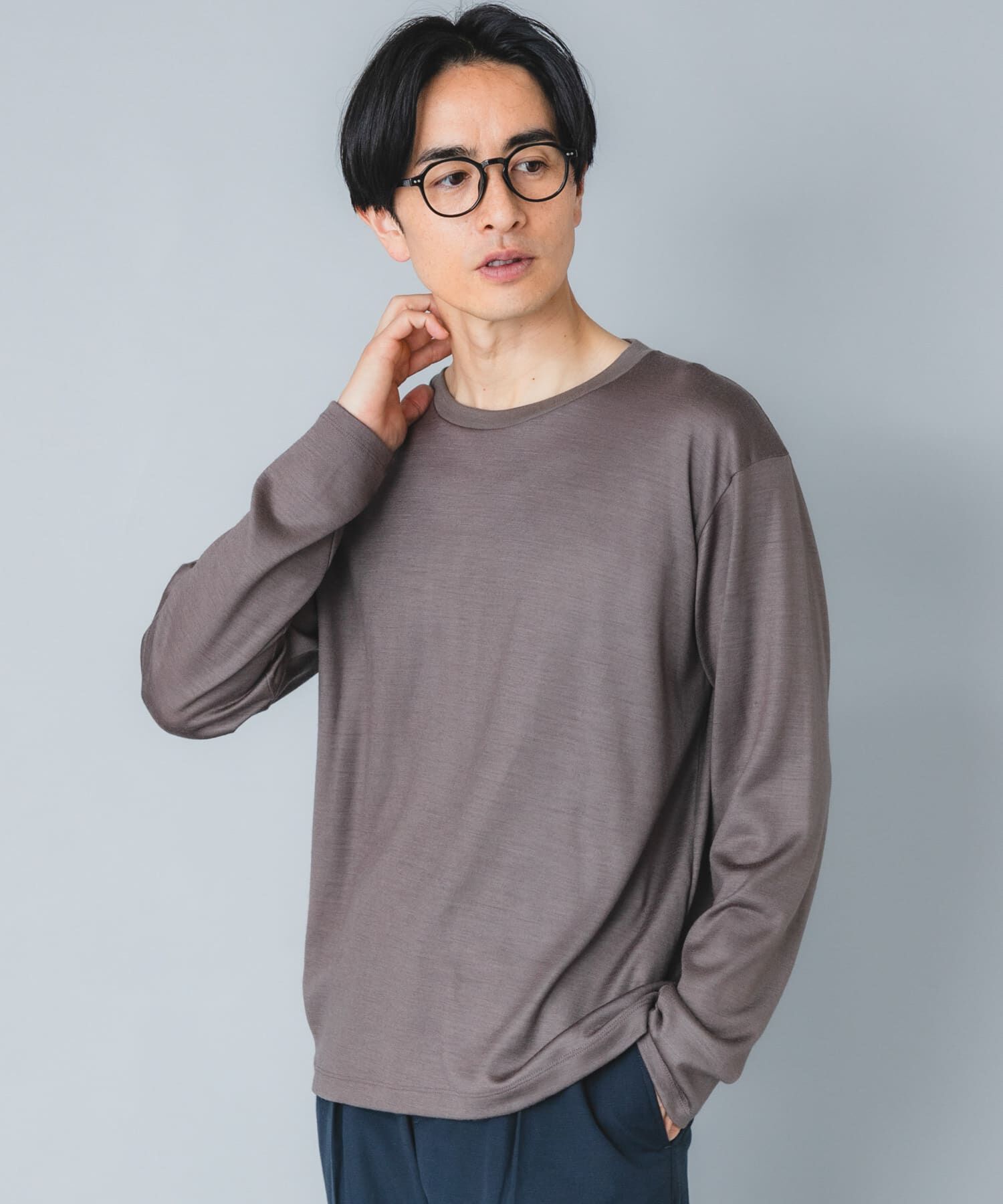 URBAN RESEARCH ROSSO「『マシンウォッシャブル』『XLサイズあり』ハイクオリティウールロンT」|Tシャツ・カットソー|グレー系その他