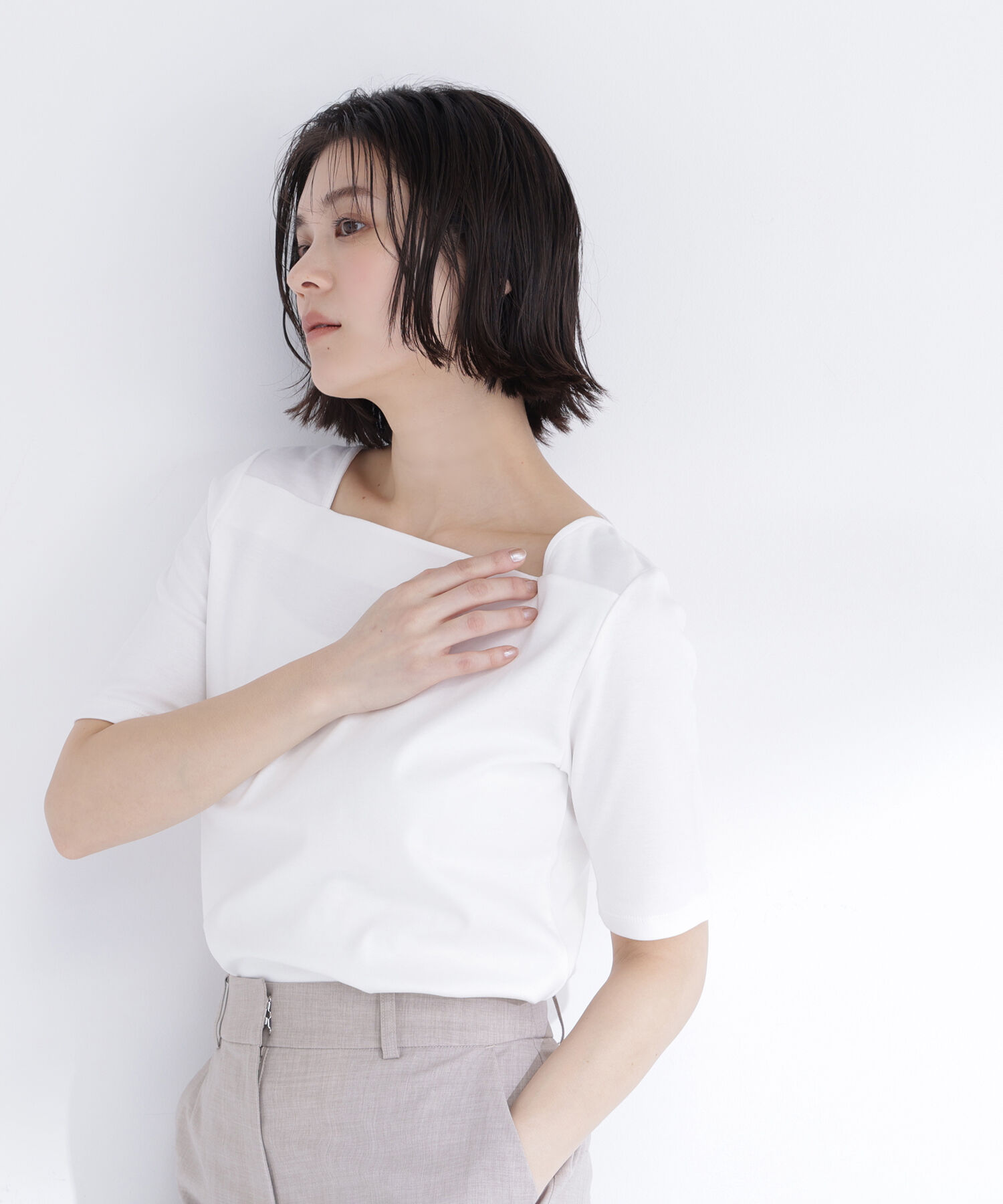  「ベーシックTシャツ スクエアネック」|Tシャツ・カットソー|