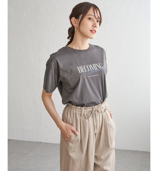 ikka「【接触冷感】ロゴフォトプリントTシャツ」|Tシャツ・カットソー|チャコール