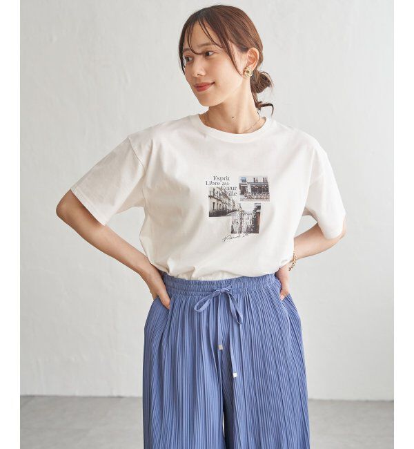 ikka「【接触冷感】ロゴフォトプリントTシャツ」|Tシャツ・カットソー|