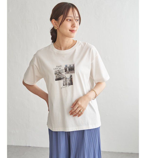 ikka「【接触冷感】ロゴフォトプリントTシャツ」|Tシャツ・カットソー|