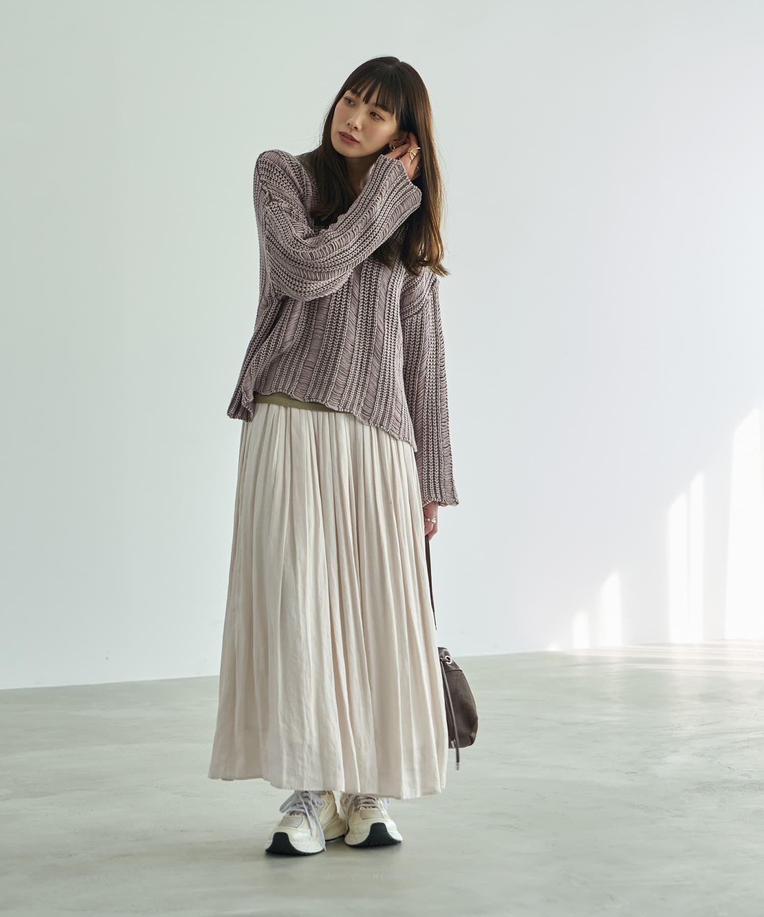 STYLE DELI「【Made in JAPAN】ロングレングスV.サテンギャザースカート」|スカート|
