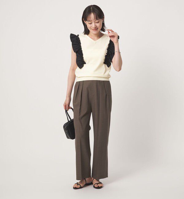 UNITED ARROWS green label relaxing「フリルドッキング ノースリーブ ニット ウォッシャブル」|ニット・セーター|