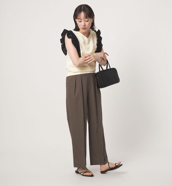 UNITED ARROWS green label relaxing「フリルドッキング ノースリーブ ニット ウォッシャブル」|ニット・セーター|