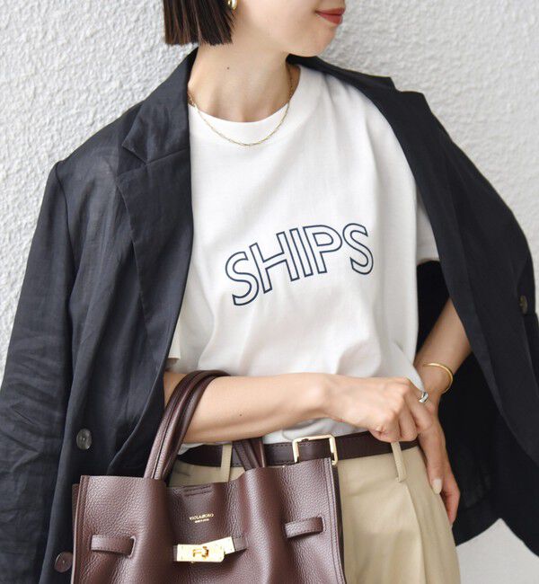 SHIPS for women「【累計販売数7.5万枚突破!!】【WEB限定】 SHIPS ラウンド プリント ロゴ TEE」|Tシャツ・カットソー|ライトホワイト