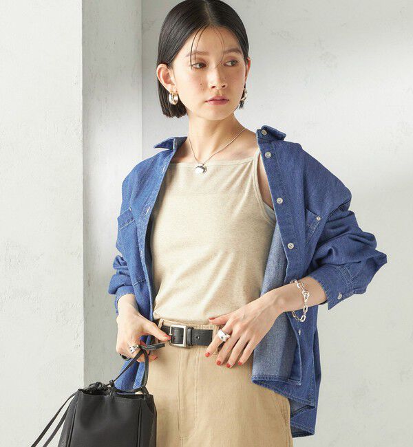 SHIPS for women「【SHIPS別注】GGG:〈手洗い可能〉スクエアネック リブ タンクトップ」|キャミソール|