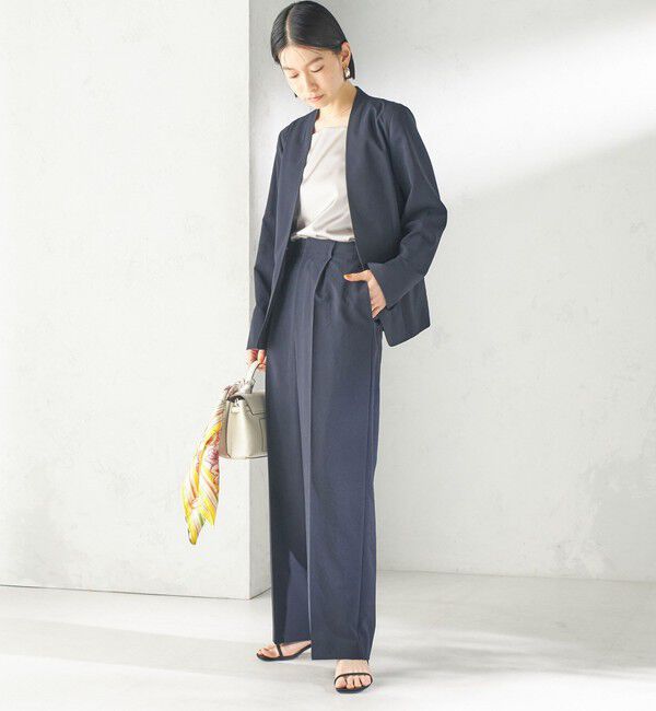SHIPS for women「〈洗濯機可能/接触冷感/吸水速乾〉FUNCTION カラーレス ジャケット（セットアップ対応可）」|ノーカラージャケット|