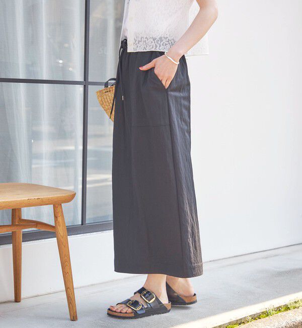 SHIPS for women「《予約》【実力派ベーシック】〈手洗い可能〉レーヨン ナイロン ポケット デザイン Iライン スカート」|タイト|