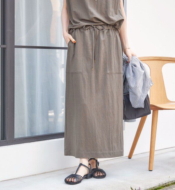 SHIPS for women「《予約》【実力派ベーシック】〈手洗い可能〉レーヨン ナイロン ポケット デザイン Iライン スカート」|タイト|