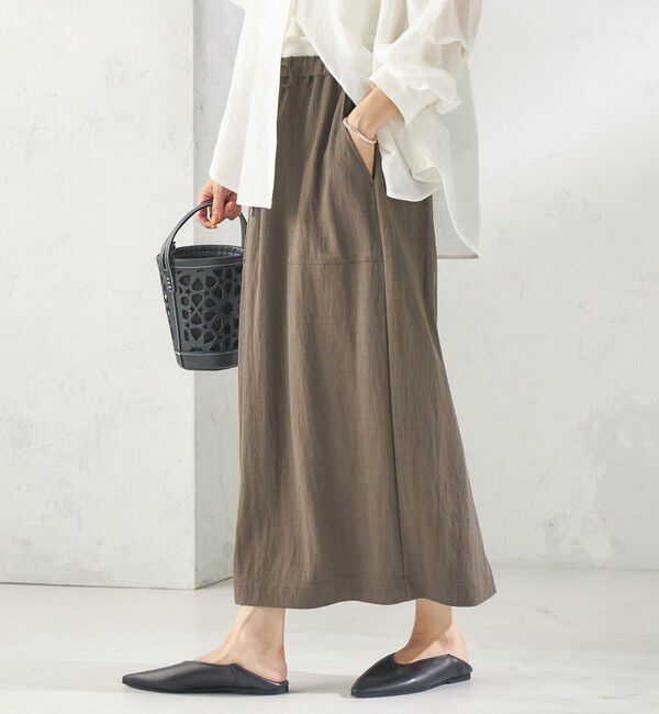 SHIPS for women「《予約》【実力派ベーシック】〈手洗い可能〉レーヨン ナイロン ポケット デザイン Iライン スカート」|タイト|