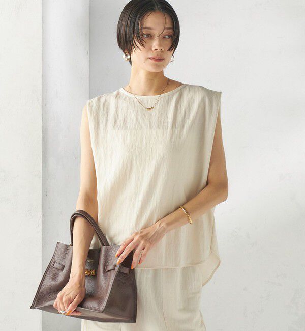 SHIPS for women「《予約》【実力派ベーシック】〈手洗い可能〉レーヨン ナイロン 深 ベンツ ノースリーブ プルオーバー」|Tシャツ・カットソー|
