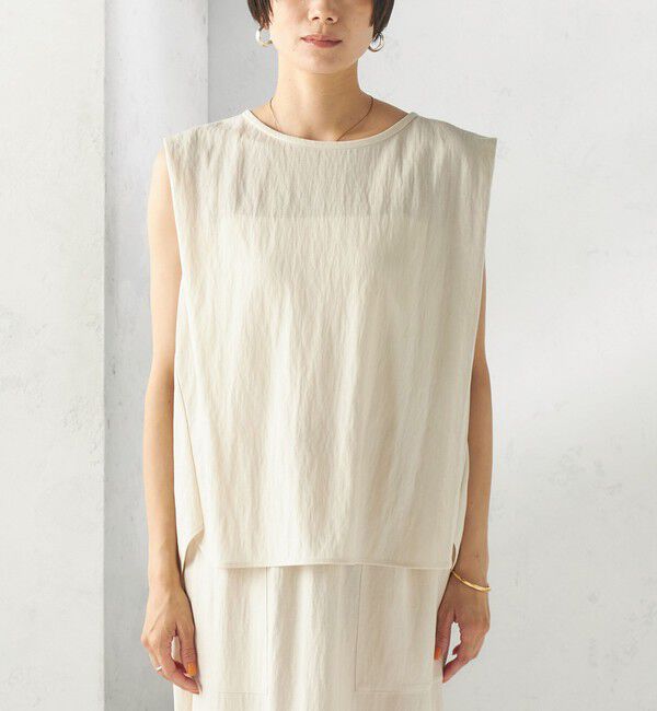 SHIPS for women「《予約》【実力派ベーシック】〈手洗い可能〉レーヨン ナイロン 深 ベンツ ノースリーブ プルオーバー」|Tシャツ・カットソー|