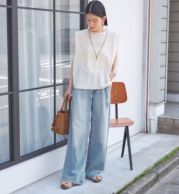 SHIPS for women「《予約》【実力派ベーシック】〈手洗い可能〉レーヨン ナイロン 深 ベンツ ノースリーブ プルオーバー」|Tシャツ・カットソー|