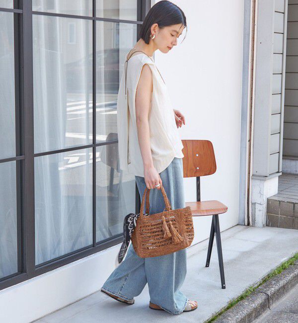 SHIPS for women「《予約》【実力派ベーシック】〈手洗い可能〉レーヨン ナイロン 深 ベンツ ノースリーブ プルオーバー」|Tシャツ・カットソー|