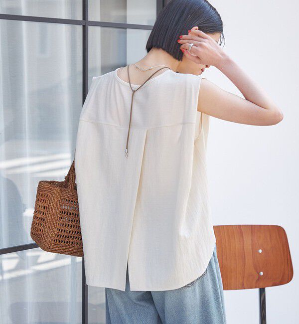 SHIPS for women「《予約》【実力派ベーシック】〈手洗い可能〉レーヨン ナイロン 深 ベンツ ノースリーブ プルオーバー」|Tシャツ・カットソー|