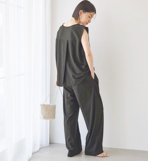SHIPS for women「《予約》【実力派ベーシック】〈手洗い可能〉レーヨン ナイロン 深 ベンツ ノースリーブ プルオーバー」|Tシャツ・カットソー|