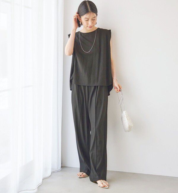 SHIPS for women「《予約》【実力派ベーシック】〈手洗い可能〉レーヨン ナイロン 深 ベンツ ノースリーブ プルオーバー」|Tシャツ・カットソー|