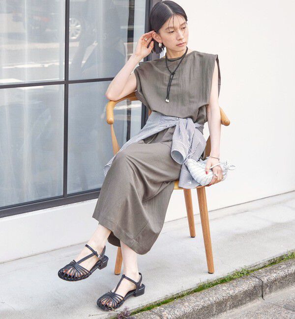 SHIPS for women「《予約》【実力派ベーシック】〈手洗い可能〉レーヨン ナイロン 深 ベンツ ノースリーブ プルオーバー」|Tシャツ・カットソー|