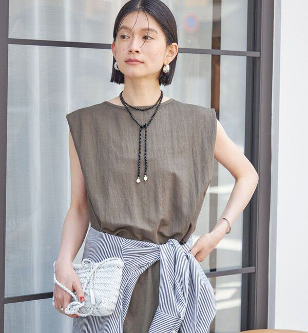 SHIPS for women「《予約》【実力派ベーシック】〈手洗い可能〉レーヨン ナイロン 深 ベンツ ノースリーブ プルオーバー」|Tシャツ・カットソー|