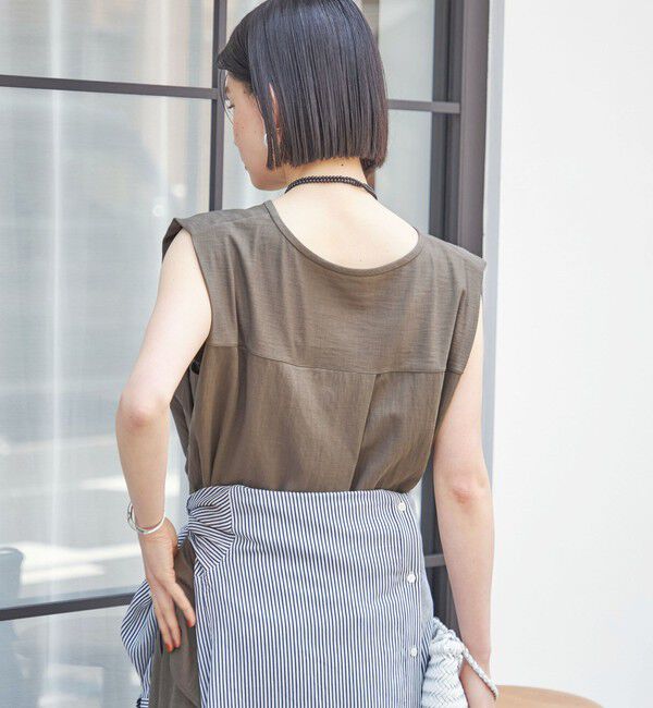SHIPS for women「《予約》【実力派ベーシック】〈手洗い可能〉レーヨン ナイロン 深 ベンツ ノースリーブ プルオーバー」|Tシャツ・カットソー|