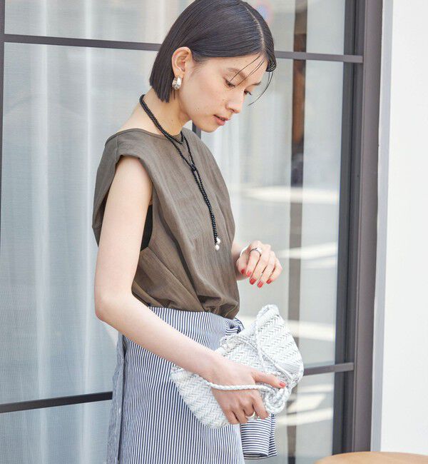 SHIPS for women「《予約》【実力派ベーシック】〈手洗い可能〉レーヨン ナイロン 深 ベンツ ノースリーブ プルオーバー」|Tシャツ・カットソー|