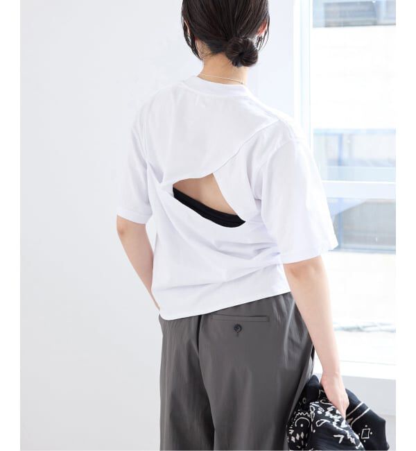 IENA「《予約》FOLKIN' VIOLETTE ROOM BACK OPEN TEE Tシャツ FVR26411」|Tシャツ・カットソー|
