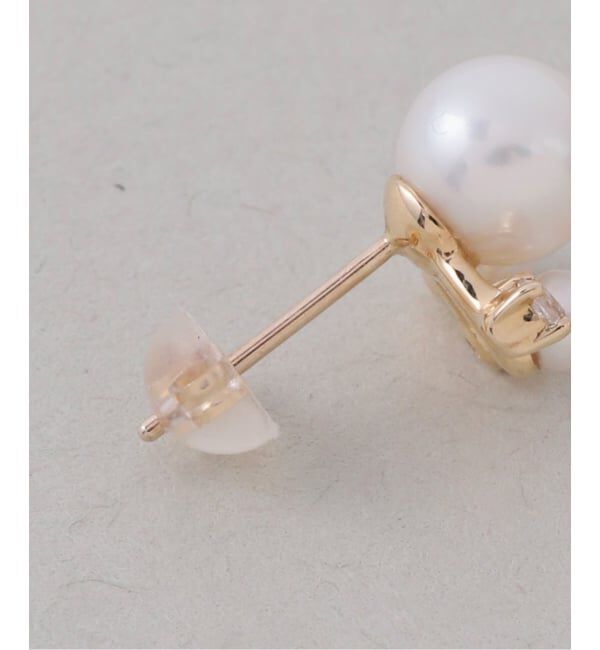 Lilas by Spick&Span「6mmパール*ホワイトトパーズピアス K10（両耳）」|ピアス|