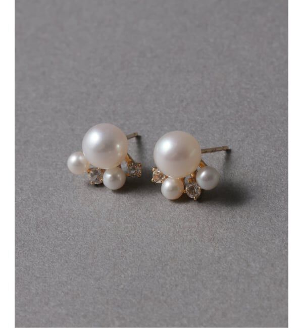 Lilas by Spick&Span「6mmパール*ホワイトトパーズピアス K10（両耳）」|ピアス|