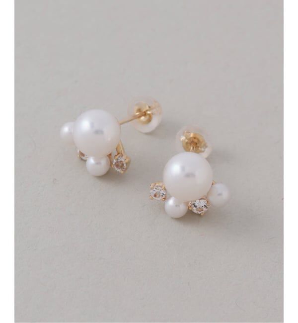 Lilas by Spick&Span「6mmパール*ホワイトトパーズピアス K10（両耳）」|ピアス|