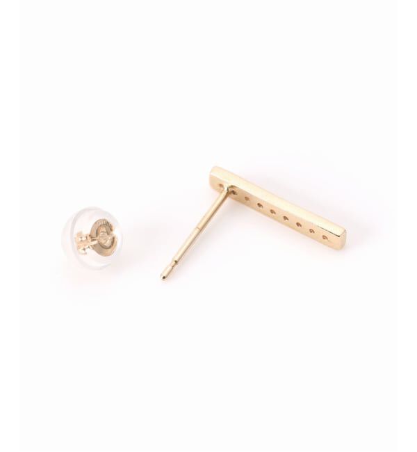 Lilas by Spick&Span「ボックスダイヤ12mmバーピアス K10（両耳）」|ピアス|