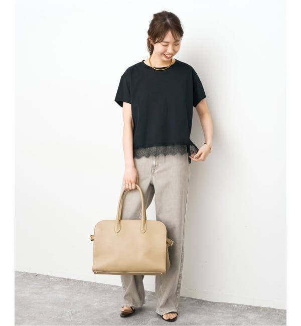 Spick and Span「《追加2予約》ヘムレース付きTシャツ」|Tシャツ・カットソー|