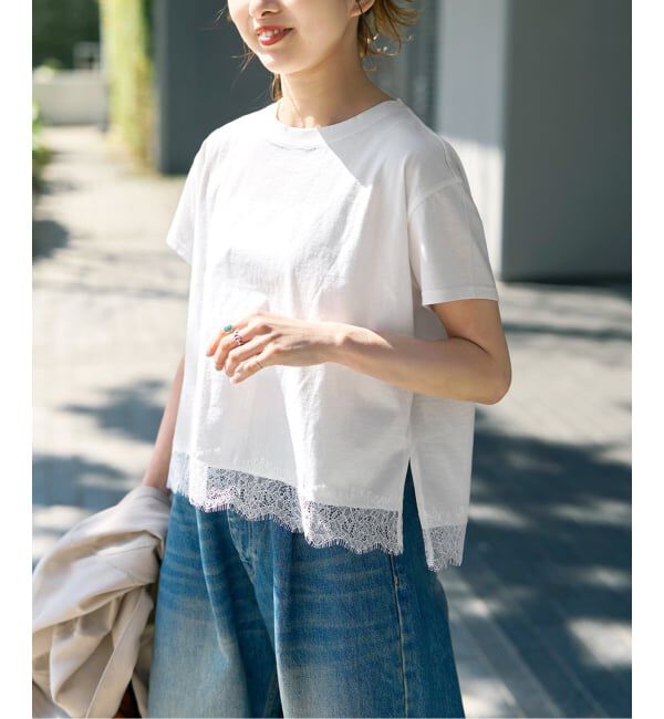 Spick and Span「《追加2予約》ヘムレース付きTシャツ」|Tシャツ・カットソー|