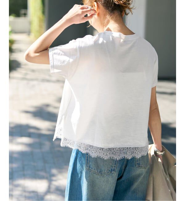 Spick and Span「《追加2予約》ヘムレース付きTシャツ」|Tシャツ・カットソー|
