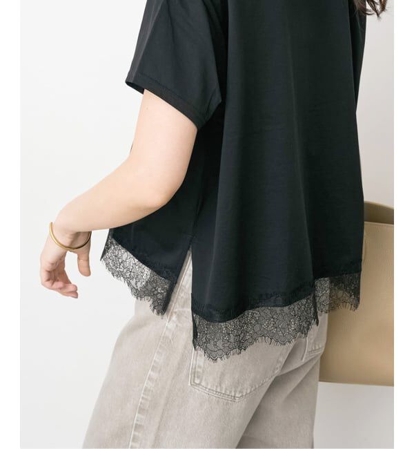 Spick and Span「《追加2予約》ヘムレース付きTシャツ」|Tシャツ・カットソー|