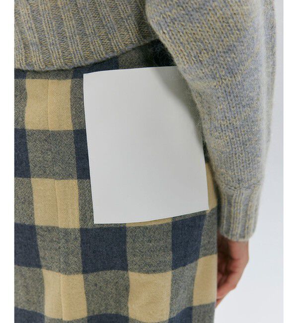 BEIGE,「HOBBS / フェイクレザーポケットウールチェックラップスカート」|スカート|