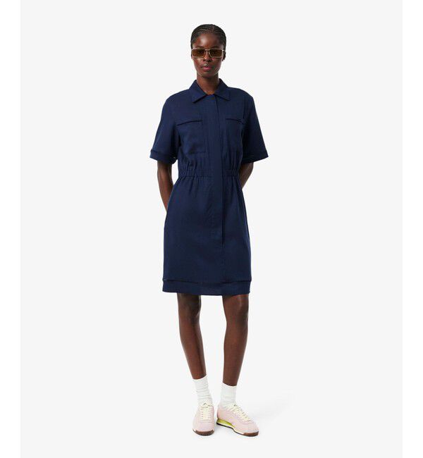 LACOSTE「リヨセル&times;リネンブレンド ウエストシャーリング シャツドレス / シャツワンピース」|ワンピース|