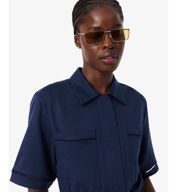 LACOSTE「リヨセル&times;リネンブレンド ウエストシャーリング シャツドレス / シャツワンピース」|ワンピース|