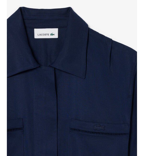 LACOSTE「リヨセル&times;リネンブレンド ウエストシャーリング シャツドレス / シャツワンピース」|ワンピース|
