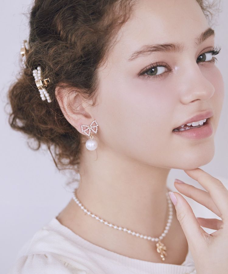 Maison de FLEUR「パールリボンイヤリング」|イヤリング|
