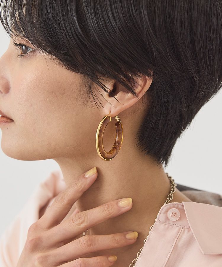 AMERICAN HOLIC「【ステンレス】トートイズライクフープピアス」|ピアス|Brown
