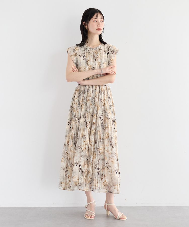 YECCA VECCA「ぼかし柄プリーツワンピース」|ワンピース|