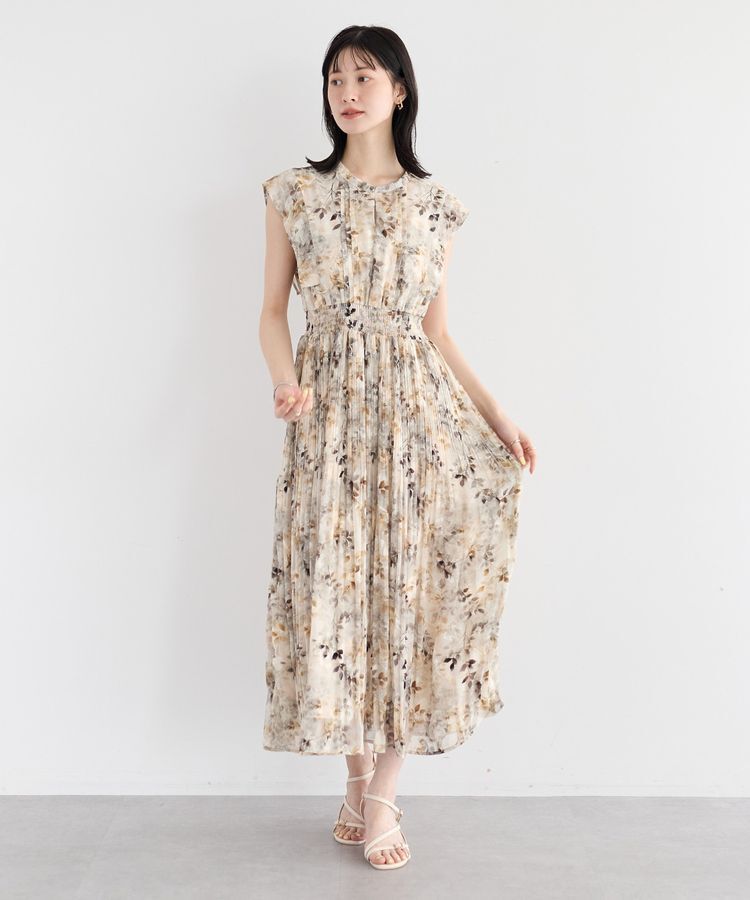 YECCA VECCA「ぼかし柄プリーツワンピース」|ワンピース|