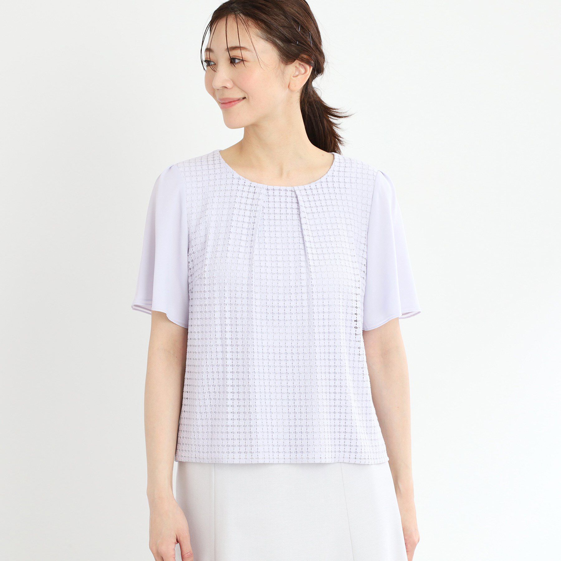 Reflect「【夏SALE／手洗い可】幾何柄レースブラウス」|シャツ・ブラウス|
