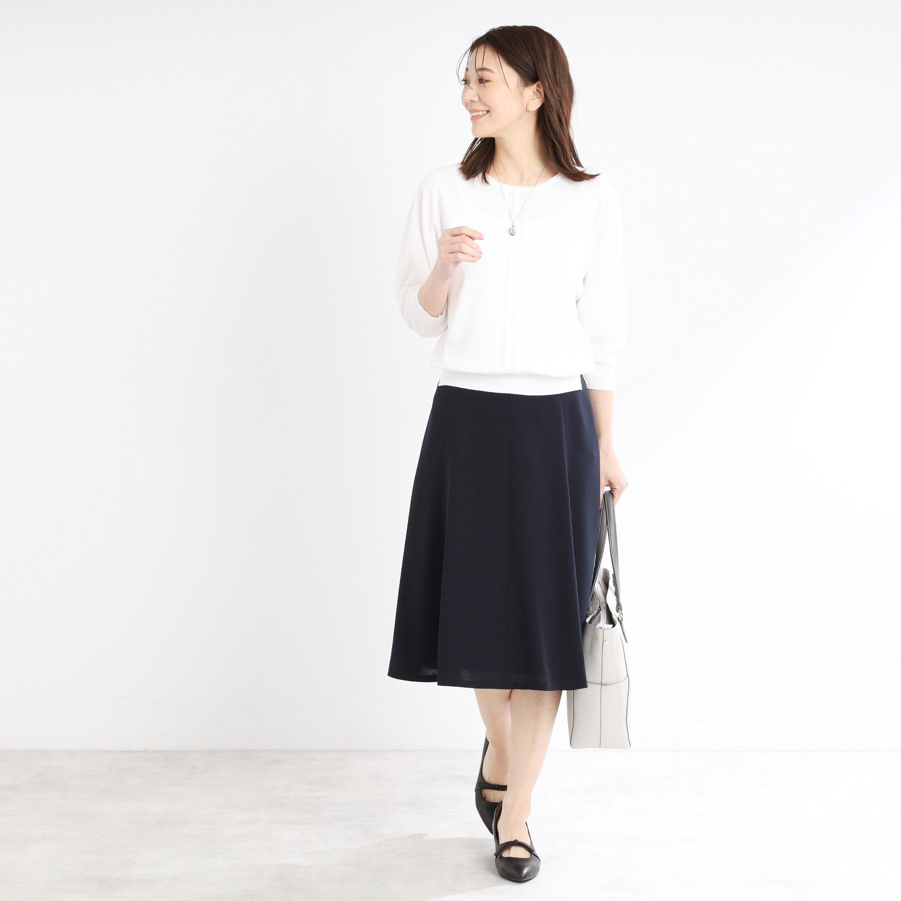 Reflect「【接触冷感／洗える／ジャケットインナーにおすすめ】レースデザインニット」|ニット・セーター|