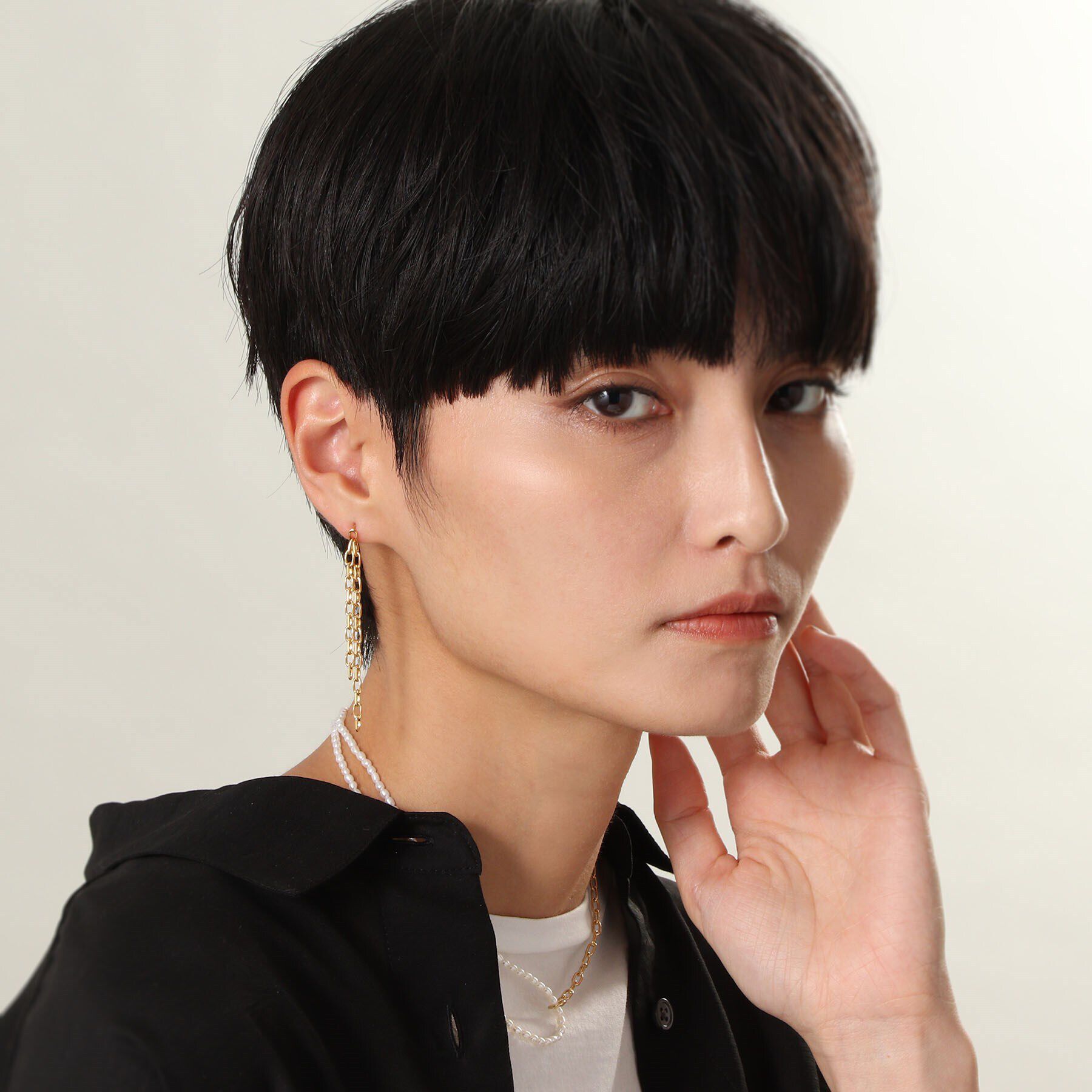 COCOSHNIK ONKITSCH「シルバー ニュアンスチェーン ダブルストレートピアス GP」|ピアス|