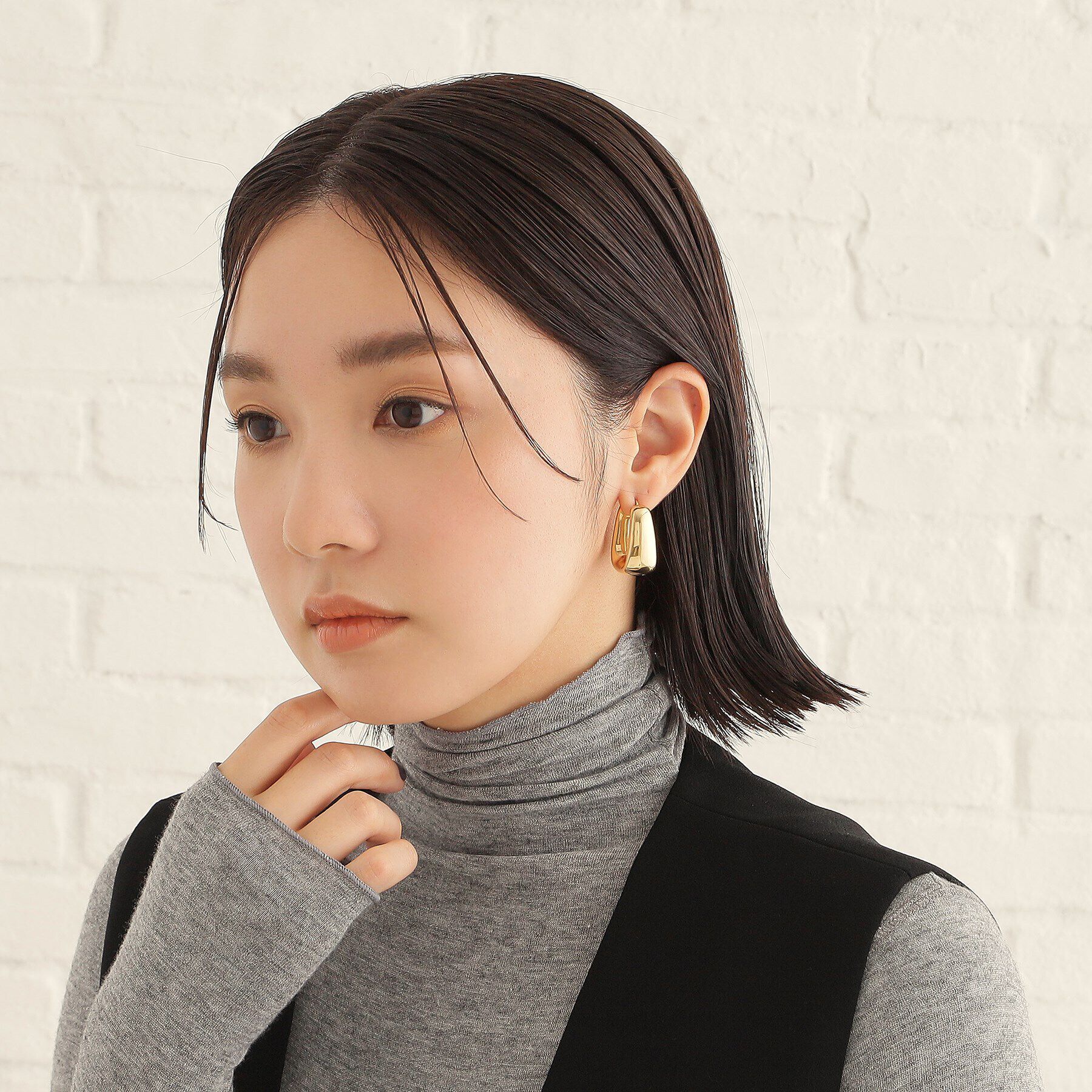 COCOSHNIK ONKITSCH「シルバー ホロウフープピアス トラペーズ GP」|ピアス|