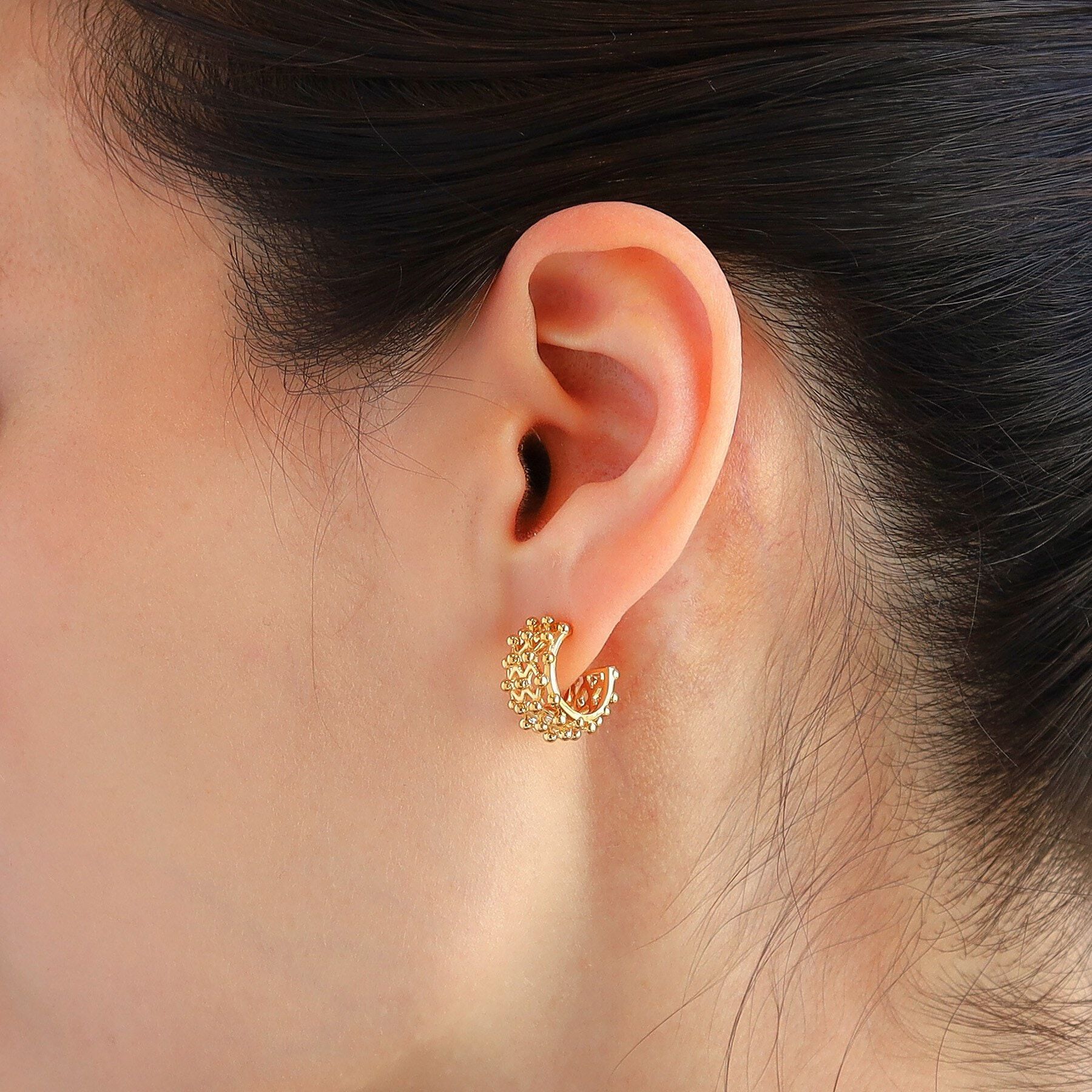 COCOSHNIK ONKITSCH「シルバー スモールフープ ボールメッシュ ピアス GP」|ピアス|