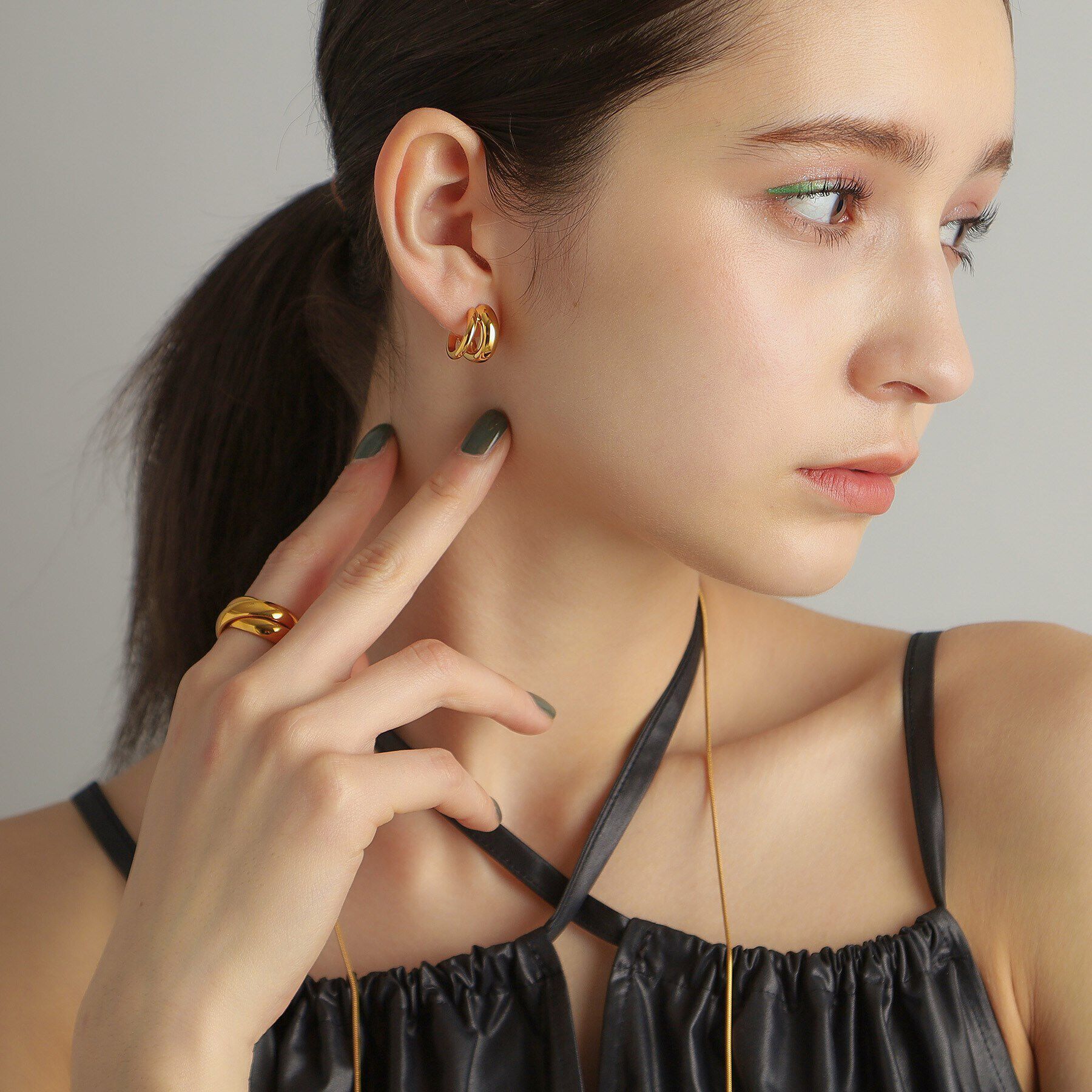 COCOSHNIK ONKITSCH「シルバー スモールフープ ダブルプランプピアス GP」|ピアス|